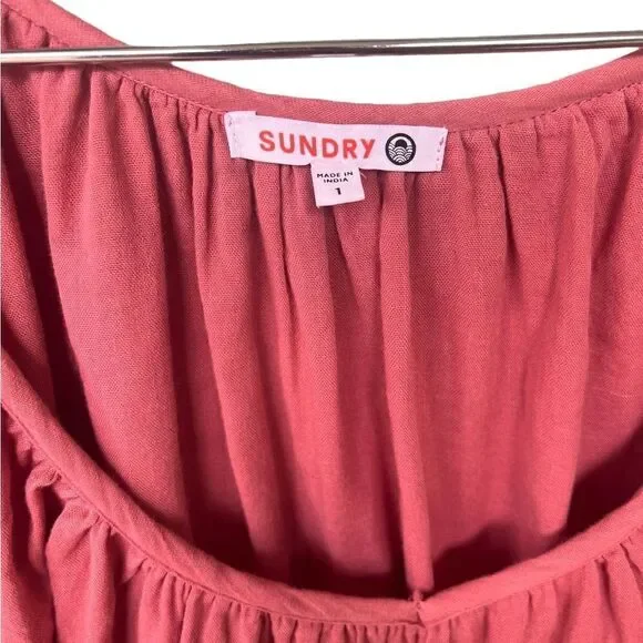 SUNDRY Bubble Sleeve Maxi Dress in Dark Jam - Picture 7 of 7